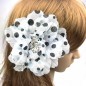 Broche clip grosse fleur pois 13cm