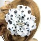 Broche clip grosse fleur pois 13cm
