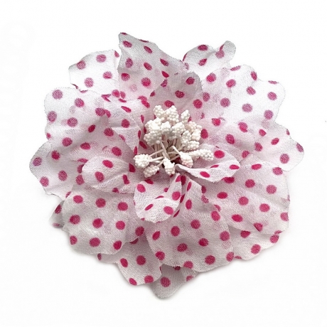 Broche clip fleur petit pois 9cm