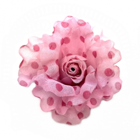 Broche clip fleur motif pois 8cm