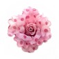 Broche clip fleur motif pois 8cm Broche clip fleur motif pois 8cm