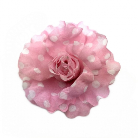 Broche clip fleur motif pois 8cm