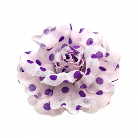 Broche clip fleur motif pois 8cm