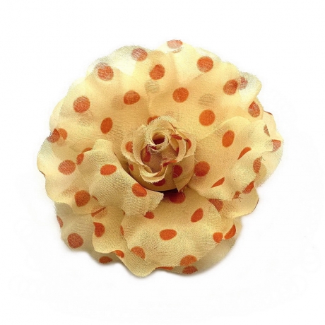Broche clip fleur motif pois 8cm