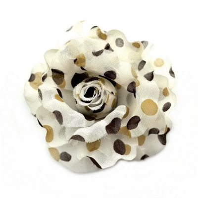 Broche clip fleur motif pois 8cm