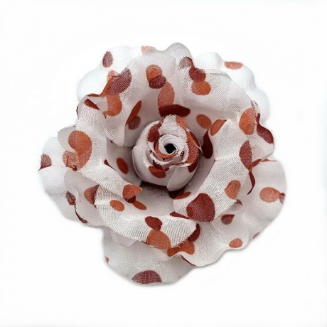 Broche clip fleur motif pois 8cm