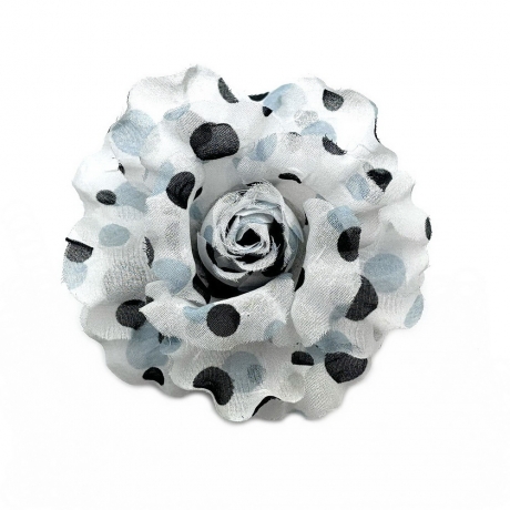 Broche clip fleur motif pois 8cm