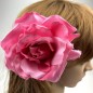 Broche clip fleur rose 12cm
