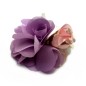 Broche clip fleur satin et voile 8.5cm