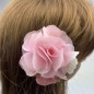 Broche clip fleur satin et voile 8.5cm