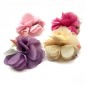 Broche clip fleur satin et voile 8.5cm