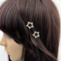 2 barrettes cheveux étoile en métal argenté et strass diamètre 2cm