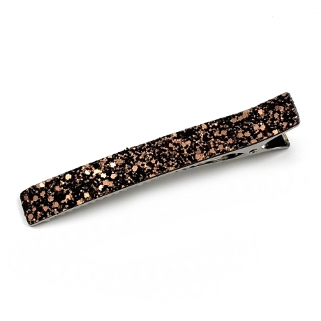 Grande pince cheveux paillettes 12.5cm - marron
