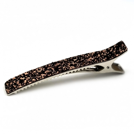 Grande pince cheveux paillettes 12.5cm - marron