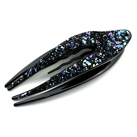 Pince à cheveux plate paillettes 11.5cm - bleu multi
