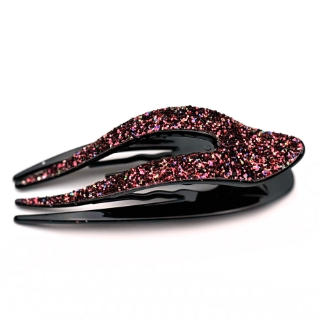 Pince à cheveux plate paillette 11.5cm - rouge