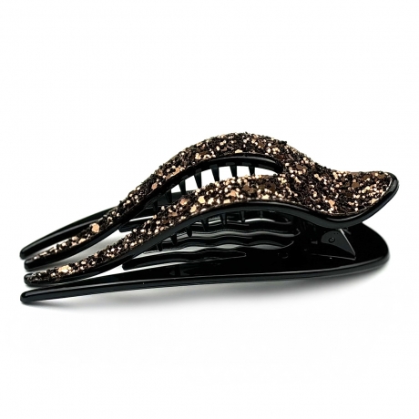 Pince à cheveux plate paillette 11.5cm - marron