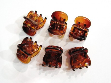 Mini pinces cheveux marron lot de 6pcs 14mm