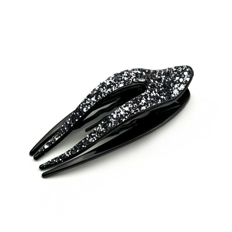 Pince à cheveux plate paillette 11.5cm - gris