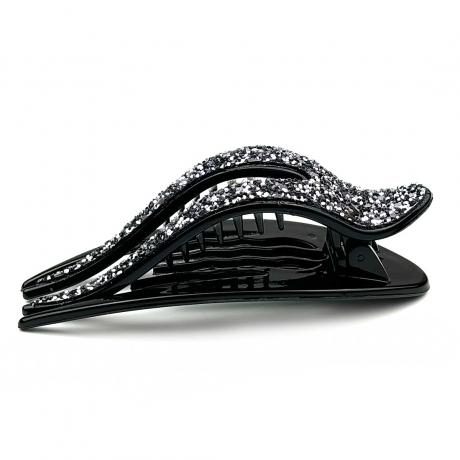 Pince à cheveux plate paillette 11.5cm - gris
