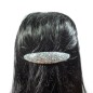 Barrette cheveux paillette ovale - argenté