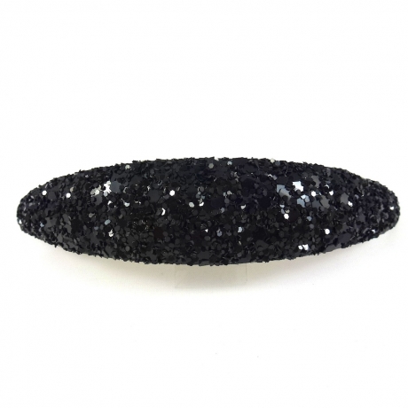 Barrette cheveux paillette ovale - noir