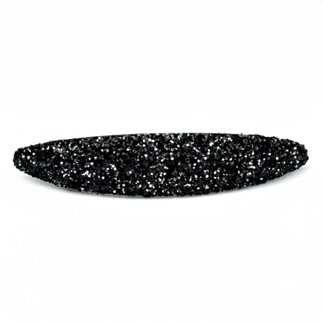 Barrette cheveux paillette ovale - noir/argent