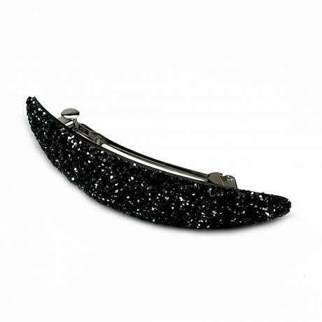 Barrette cheveux paillette ovale - noir/argent
