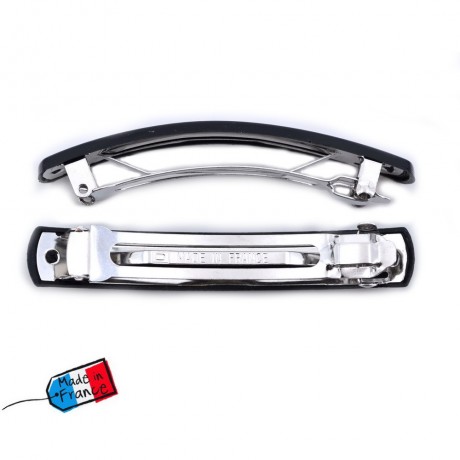 2 barrettes cheveux classique rectangulaire "Made in France" 8.5cmx1.4cm noir