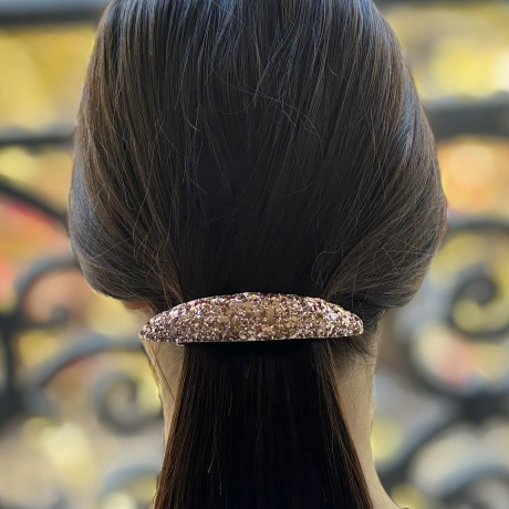Barrette cheveux paillette ovale - or rose
