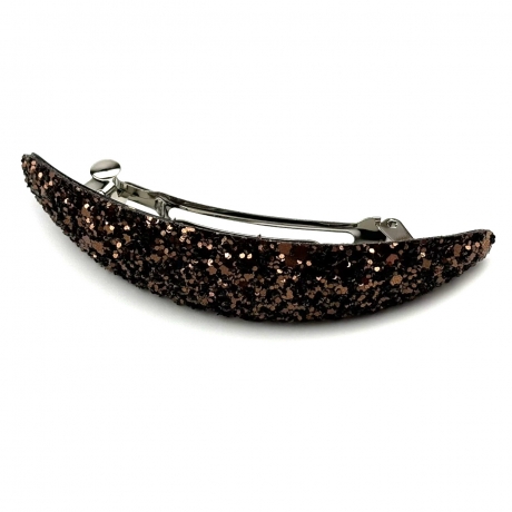 Barrette cheveux paillette ovale - marron