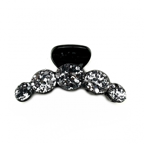 Pince cheveux fantaisie à paillettes 7cm - gris