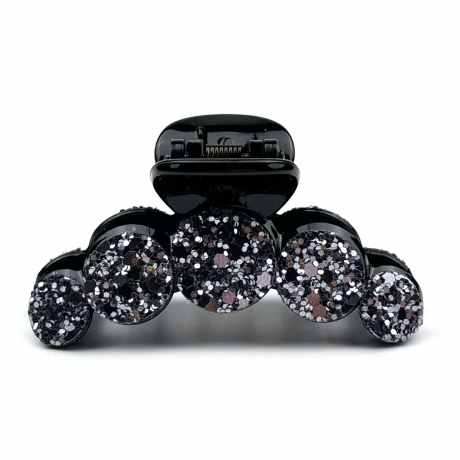 Pince cheveux fantaisie à paillettes 7cm - gris