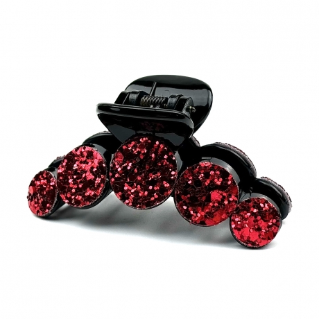 Pince cheveux fantaisie à paillettes 7cm - rouge