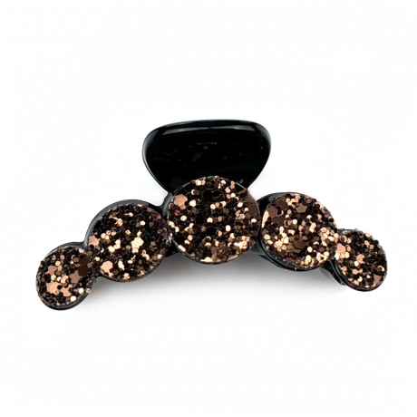 Pince cheveux fantaisie à paillettes 7cm - marron
