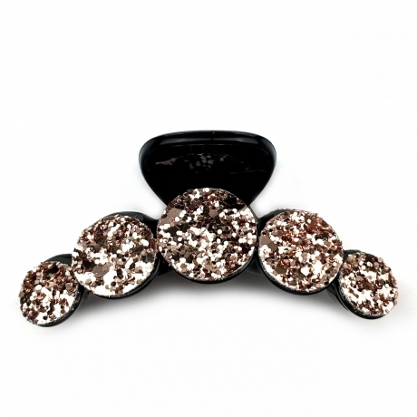 Pince cheveux fantaisie à paillettes 7cm - or rose
