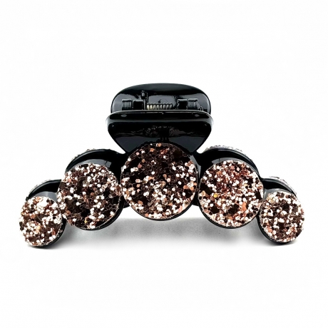 Pince cheveux fantaisie à paillettes 7cm - or rose