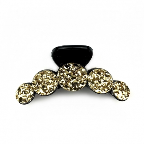 Pince cheveux fantaisie à paillettes 7cm - doré