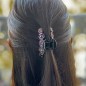 Pince cheveux fantaisie à paillettes 7cm - doré
