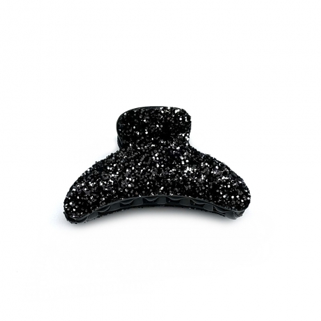 Pince cheveux à paillettes 7cm - noir/argenté