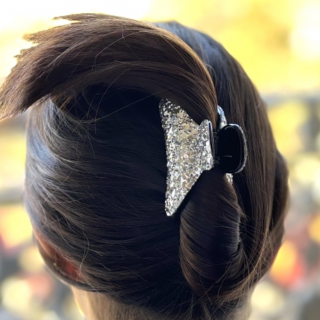 Pince cheveux à paillettes 7cm - argenté