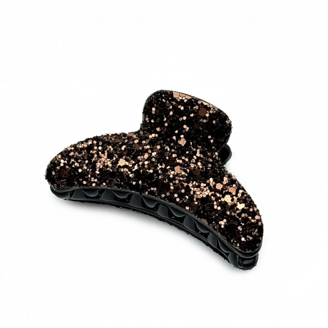 Pince cheveux à paillettes 7cm - marron