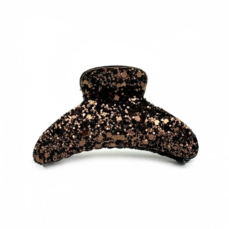 Pince cheveux à paillettes 7cm - marron