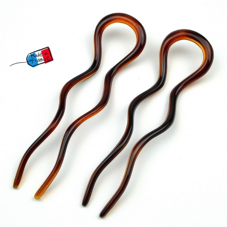 Lot de 2 pics à cheveux ondulées 10cm Made in France - noir