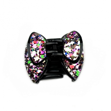Pince cheveux noeud à paillettes 4cm - Multicolore