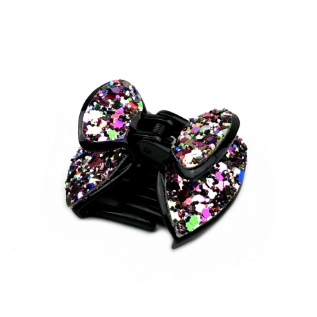 Pince cheveux noeud à paillettes 4cm - Multicolore