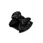 Pince cheveux noeud à paillettes 4cm - Noir Argent