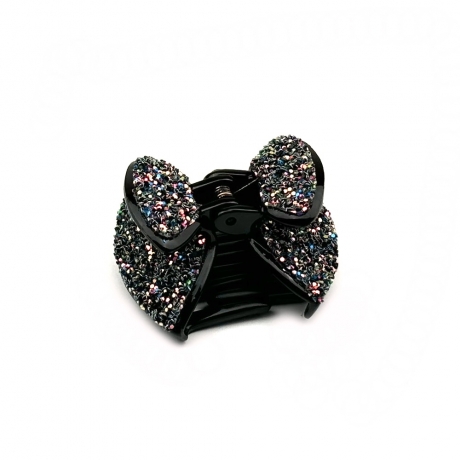 Pince cheveux noeud à paillettes 4cm - Mauve