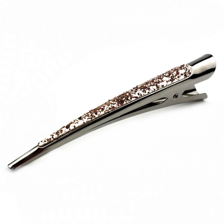 Grande pince cheveux concorde paillette 13cm - or rose