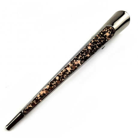Grande pince cheveux concorde paillette 13cm - marron
